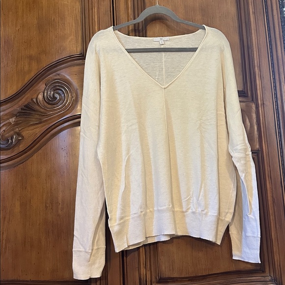 GAP Women's Off-White V-Neck Wool Blend Lightweight Sweater XL - Picture 3 of 9